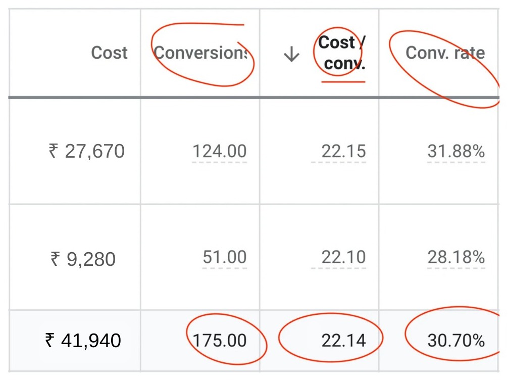 Google Ads campaign performance screenshot